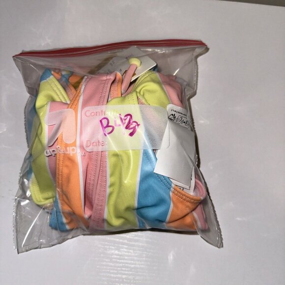 Roxy Girls' Last in Paradise Crop Top Swimsuit Set Bachelor Button Rainbow Ways - Picture 8 of 8